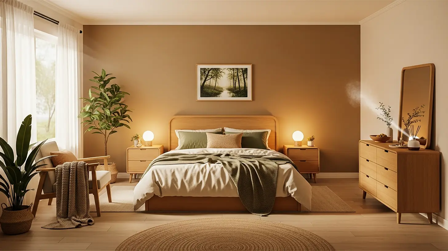 Softly lit evening room with warm ambient light representing a calm pre-sleep environment